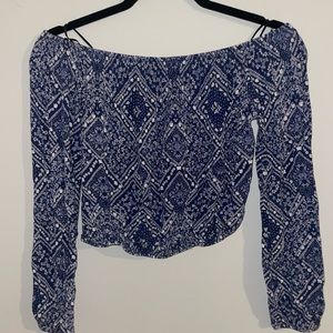Blue Off the Shoulder Blouse
